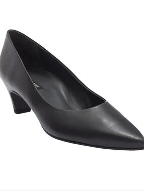 Paul Green Black Leather Kitten Heel Pump sz 5.5